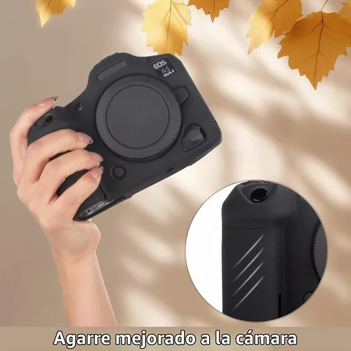 Vista 7 de MUZIRI KINOKOO Funda de silicona compatible con cámara digital Canon EOS R5 Mark II, goma blanda EOS R5 Mark II/EOS R5 II, funda protectora con Negro