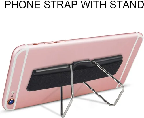 Vista 2 de Soporte de teléfono celular para mano, soporte de dedo de teléfono con soporte para teléfono, adecuado para iPhone, Samsung y la mayoría de Negro