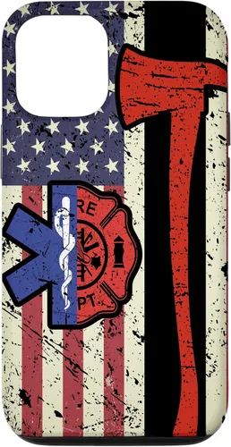 Vista 26 de Funda para iPhone 16 EMT Firefighter American Flag Patriot Paramedic Firefighter