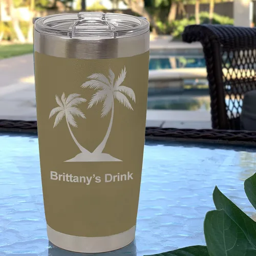 Vista 2 de LaserGram Vaso aislado al vacío de 20 onzas, cangrejo, grabado personalizado incluido (camuflaje verde)