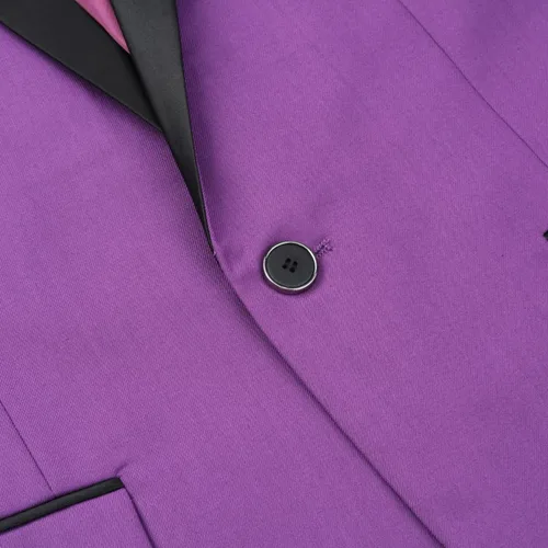 Vista 5 de Boyland Traje de 2 piezas para hombre, color sólido, chal, solapa, un botón, chaqueta del mismo color, pantalones de negocios, traje de negocios