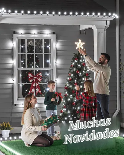 Vista 6 de Luces de Navidad C9 para exteriores con 100 clips de resorte de 65 pies, 100 LED, cadena de luces C9, impermeable, conectable, grado comercial
