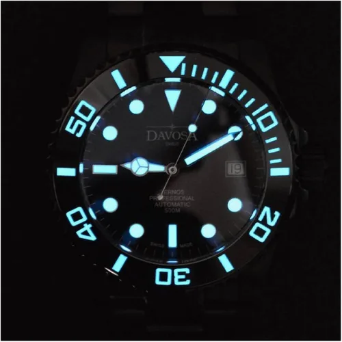 Vista 4 de Davosa Swiss Made - Reloj analógico automático Ternos profesional, correa de muñeca de acero inoxidable, bisel de cerámica premium