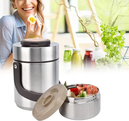 Vista 6 de LIZEALUCKY Lonchera aislada al vacío de acero inoxidable 304 de 50.7 fl oz de gran capacidad, contenedores térmicos para almuerzo, 3 capas