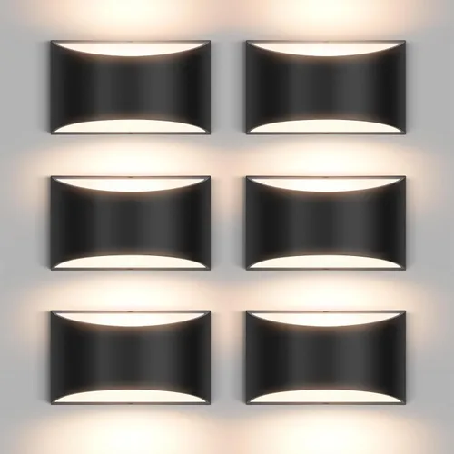 Vista 12 de Juego de 2 apliques de pared LED modernos negros con cable para interiores, luces de montaje en pared arriba y abajo, para sala de estar