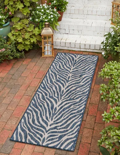 Vista 31 de Unique Loom Outdoor Safari Collection - Alfombra de área - Tsavo (2' x 3' 1", rectangular, azul/marfil)