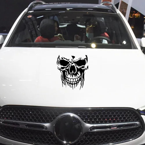 Vista 2 de Calcomanías para capó de coche con calavera láser 3D, color negro para auto