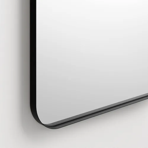 Vista 4 de Better Bevel - Espejo con marco de metal negro de 24 x 36 pulgadas, espejo rectangular de pared para baño, esquina redondeada