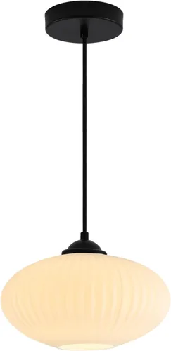 Vista 10 de Luces Colgantes Modernas de Mediados de Siglo para Isla de Cocina, Lámpara Colgante Grande de Vidrio Lechoso Acanalado, Accesorio de Iluminación