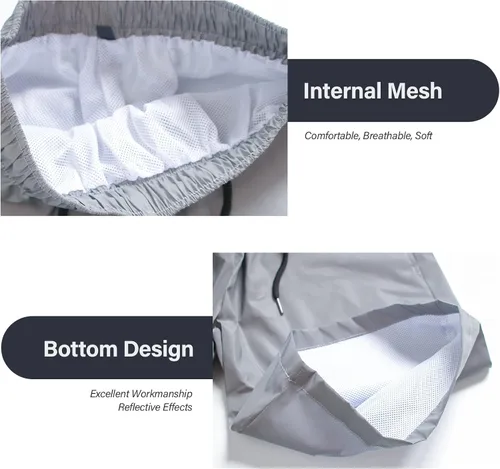 Vista 5 de Akkad Kuti Pantalones cortos reflectantes para hombre, pantalones cortos con cordón para correr y correr con luces fluorescentes