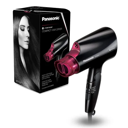Vista 9 de Secador de Cabello Compacto Panasonic nanoe para Cabello de Aspecto Saludable, 1400W Portátil, Mango Plegable y Boquilla QuickDry para Secado Rápido