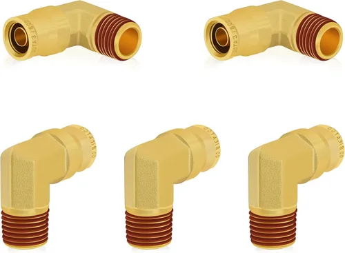 Vista 11 de Siptenk 1/2" Codo DOT de Latón Empuje para Conectar Accesorios de Línea de Aire 5 PIEZAS, Tubo de 1/2" OD x Rosca NPT de 1/2" Accesorios de Conexión