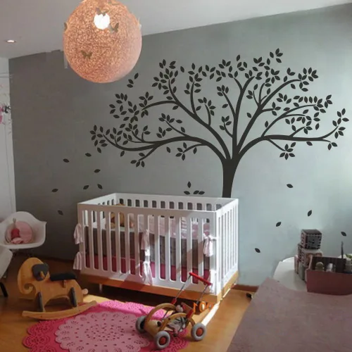 Vista 11 de Adhesivo decorativo para pared, diseño de árbol monocromático, Art Deco, Negro