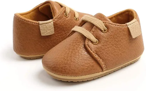 Vista 4 de HsdsBebe Zapatos Oxford de piel sintética con suela de goma suave, antideslizantes, para niños y niñas, para caminar, mocasines