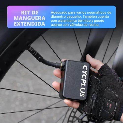 Vista 6 de CYCPLUS AS2 Pro Max Tiny Pump Mini con medidor, bomba de aire inalámbrica para bicicleta de hasta 120 PSI, parada automática, con válvula Presta