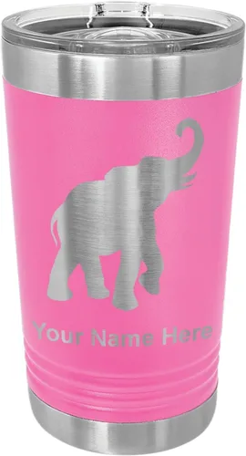 Vista 8 de LaserGram Vaso de pinta aislado al vacío de 16 onzas, elefante indio, grabado personalizado incluido (negro) Engraved Gift, Vacuum Insulated