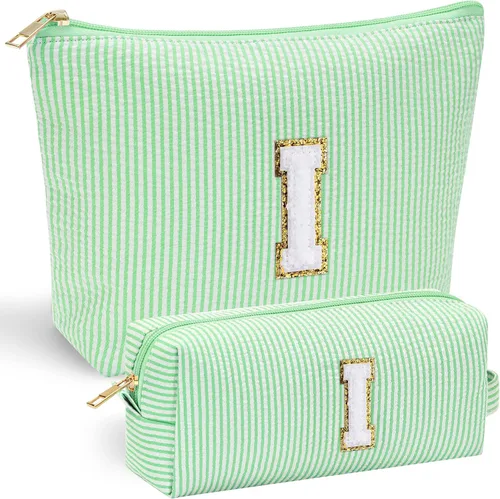 Vista 82 de YOOLIFE Regalos del Día de la Madre para Mujeres, Bolsa de Maquillaje con Iniciales, Bolsa de Maquillaje para Viaje, Bolsa de Maquillaje Negro