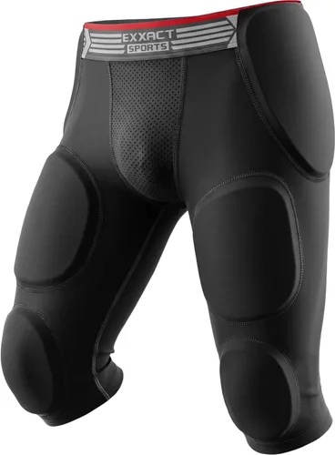 Vista 9 de Exxact Sports Battle - Faja de fútbol con 7 almohadillas para hombres y niños con bolsillo para tazas, pantalones cortos de compresión acolchados