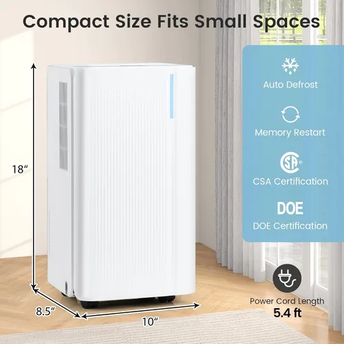 Vista 8 de COSTWAY Deshumidificador de 32 pintas para el hogar, deshumidificador portátil de 2000 pies cuadrados para dormitorio, sótano, baño, temporizador