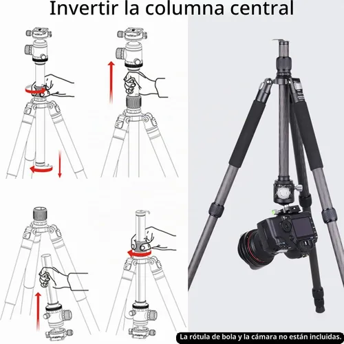 Vista 5 de Trípode de Fibra de Carbono - INNOREL RT75C Sin Cabeza de Bola Trípode Super Profesional Monopié Resistente Trípode Compacto Soporte de Stand