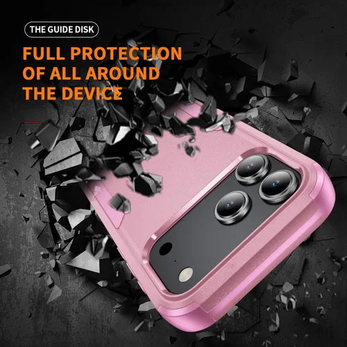 Vista 6 de Funda protectora para iPhone 17 Pro Max, tres capas, resistente, a prueba de golpes, a prueba de caídas, con armadura de goma de cuerpo completo