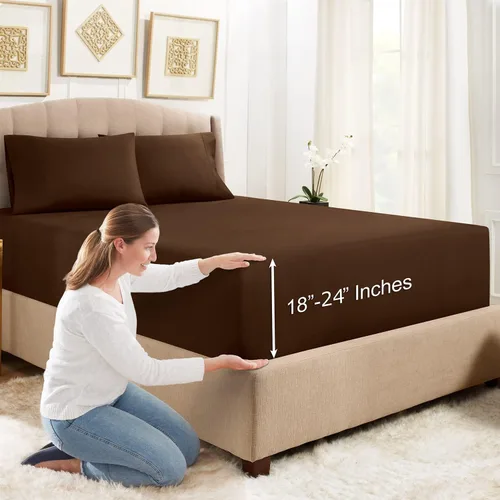 Vista 35 de Empyrean Bedding - Sábanas bajeras tamaño Queen, con sábana de cajón extra profunda – Juego de sábanas bajeras extra profundas, de 24 pulgadas