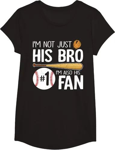 Vista 6 de Camiseta Baseball Brother I'm Not Just His Bro I'm His Number One Fan, Negro