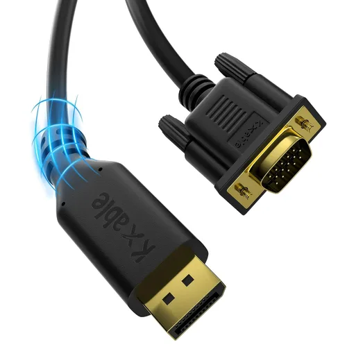Vista 2 de Cable DisplayPort a VGA de 25 pies, cable adaptador DP a VGA, puerto de pantalla a VGA macho a macho, cable convertidor chapado en oro, 1080P @60Hz
