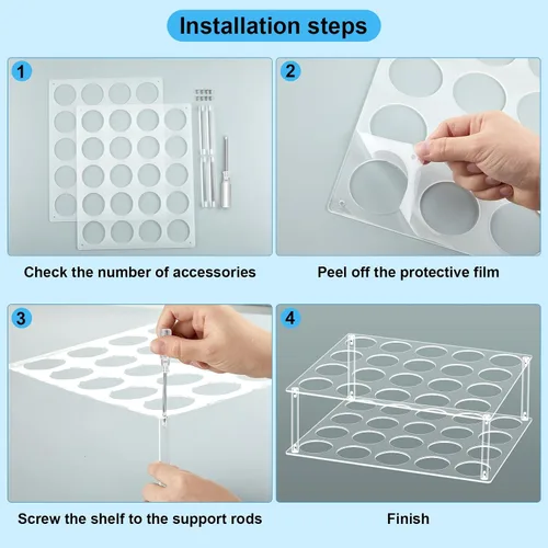 Vista 4 de Tuanse - Paquete de 3 soportes de rollo de vinilo con 60 agujeros, acrílico transparente, para manualidades, organizador de almacenamiento para sala
