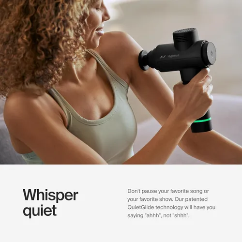 Vista 3 de Hyperice Hypervolt 2 Black - Con tecnología Quiet Glide, pistola de masaje de percusión de mano 3 velocidades, 5 cabezales intercambiables Ayuda