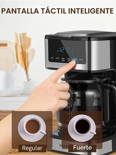 Vista 6 de Ihomekee Cafetera, Cafetera de Goteo Programable de 12 Tazas, Máquina de Café de Goteo Regular y Fuerte con Función de Café Helado para Hogar