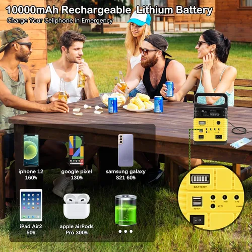 Vista 10 de Generador solar portátil con panel, estación de energía 10000mAh