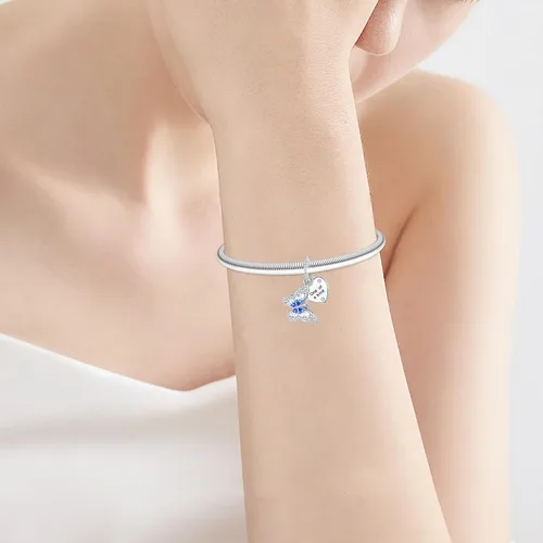 Vista 157 de Dije de girasol con diseño de estrella y luna y elefante para pulsera, collar de plata de ley 925, dijes de corazón de amor para mujer, regalo