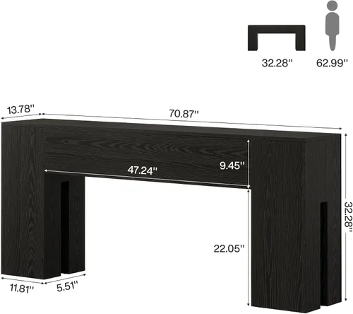 Vista 2 de Tribesigns Mesa Consola Larga de 71 Pulgadas para Entrada, Consola de Sofá Estilo Granja Detrás del Sofá, Mesa de Entrada para Pasillo, Vestíbulo