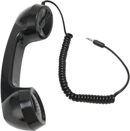 Vista 5 de Teléfono retro auricular, receptor de teléfono celular de mano operación a prueba de radiación para computadoras (negro)