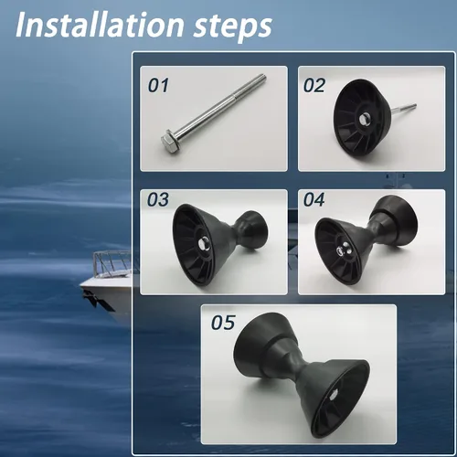 Vista 5 de Ensamblaje de rodillo de campana de arco de remolque de barco de 4 pulgadas con eje de 1/2 pulgada para soporte de 4 pulgadas, poliuretano