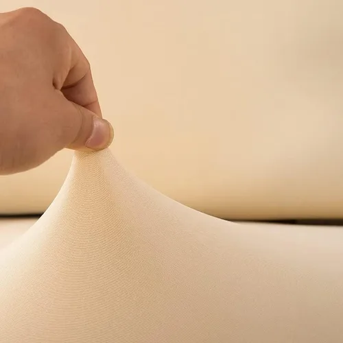 Vista 7 de Funda elástica lisa para sofá, funda elástica y ajustada de color sólido para sala de estar, silla, funda de sofá esquinero en forma de L que Beige