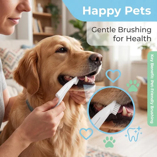Vista 8 de Cepillo de dientes para perros y gatos, cerdas de nailon suave, cepillo de dientes de dedo de gato con mango ergonómico, cepillo de dientes