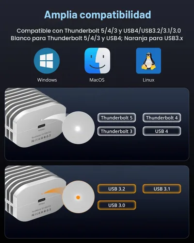 Vista 6 de TERRAMASTER Carcasa SSD Pro D1 SSD Pro 80Gbps M.2 NVMe (sin disco)