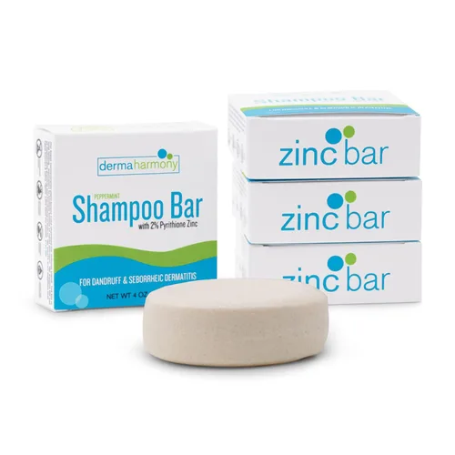 Vista 7 de Dermaharmony Barra de champú de zinc con piritiona al 2% para la caspa y la dermatitis seborreica, sin fragancia (4 onzas)