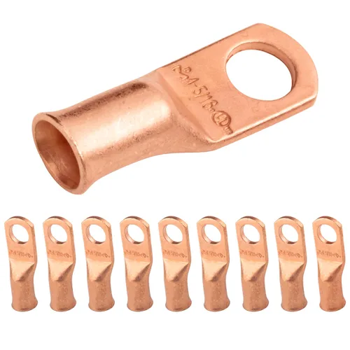 Vista 118 de SELTERM - 5 terminales de anillo resistentes para cable de batería, calibre 1/0 AWG, pernos de 1/2 pulgadas, terminales de calibre 0, ojales