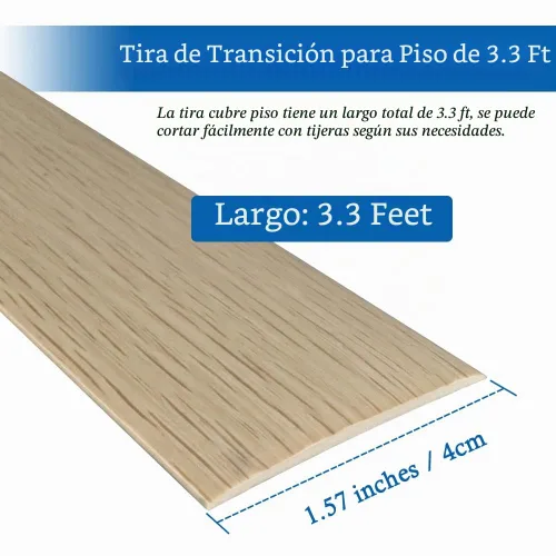 Vista 6 de Tira de transición de suelo autoadhesiva, tiras de cobertura de suelo laminado de vinilo de 1.57 pulgadas de ancho, divisores planos de Beige