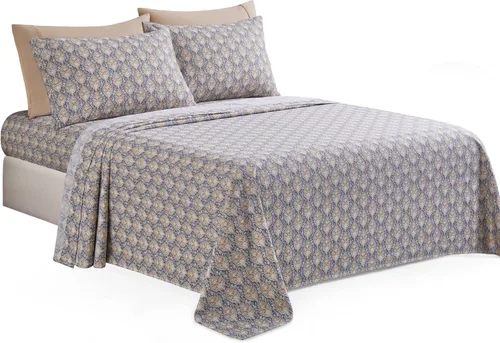 Vista 17 de Marina Decoration Ropa de cama ultra suave y sedosa con bolsillo profundo con estampado rico de rayón derivado de bambú para todas las estaciones