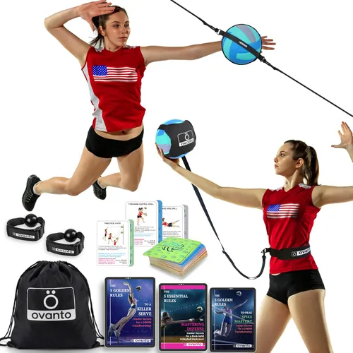 Vista 11 de OVANTO Volleyball Training Equipment Aid – Adjustable Practice Volleyball Kit