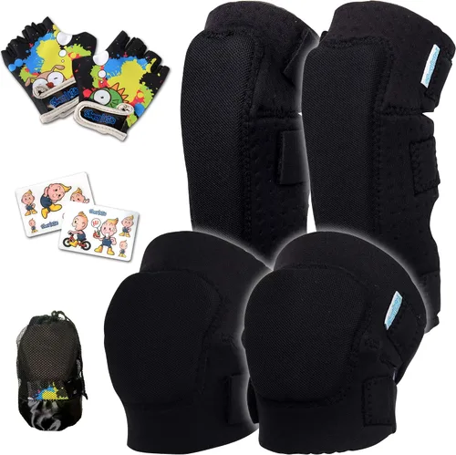 Vista 16 de Rodilleras y coderas para niños de estilo suave con guantes de bicicleta, equipo flexible resistente a los impactos para edades de 2 a 11 años