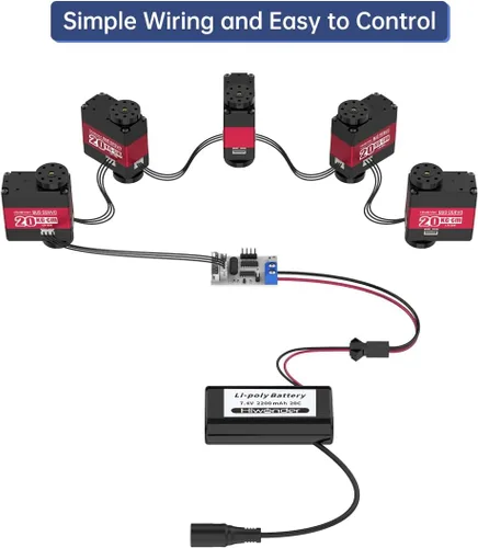 Vista 4 de LX-224 Serial Bus Servo, 3 Conectores 44.1 lbs Gran Torque Doble Rodamiento de Bolas Motor Servo de Metal Completo Equipado con Sistema