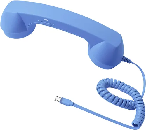 Vista 12 de Auricular retro para teléfono, teléfono fijo, receptor de teléfono retro con botón de respuesta tipo C, cable de conexión con altavoces y control