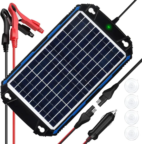Vista 7 de SUNER POWER Cargador de batería solar impermeable de 5 W 12 V y mantenedor Pro, controlador de carga MPPT ultrainteligente integrado, kit de carga