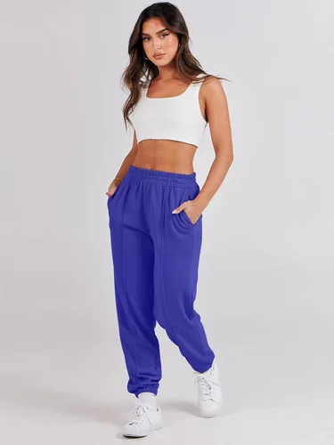 Vista 8 de ANRABESS Pantalones deportivos holgados de cintura alta para mujer, pantalones deportivos con parte inferior de cincha