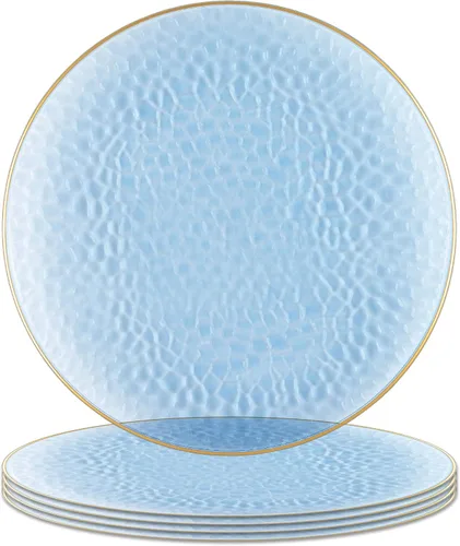 Vista 8 de PARTY BARGAINS Placas de carga de 13 pulgadas, paquete de 4, borde dorado transparente, cargadores desechables resistentes para comedor elegante Un